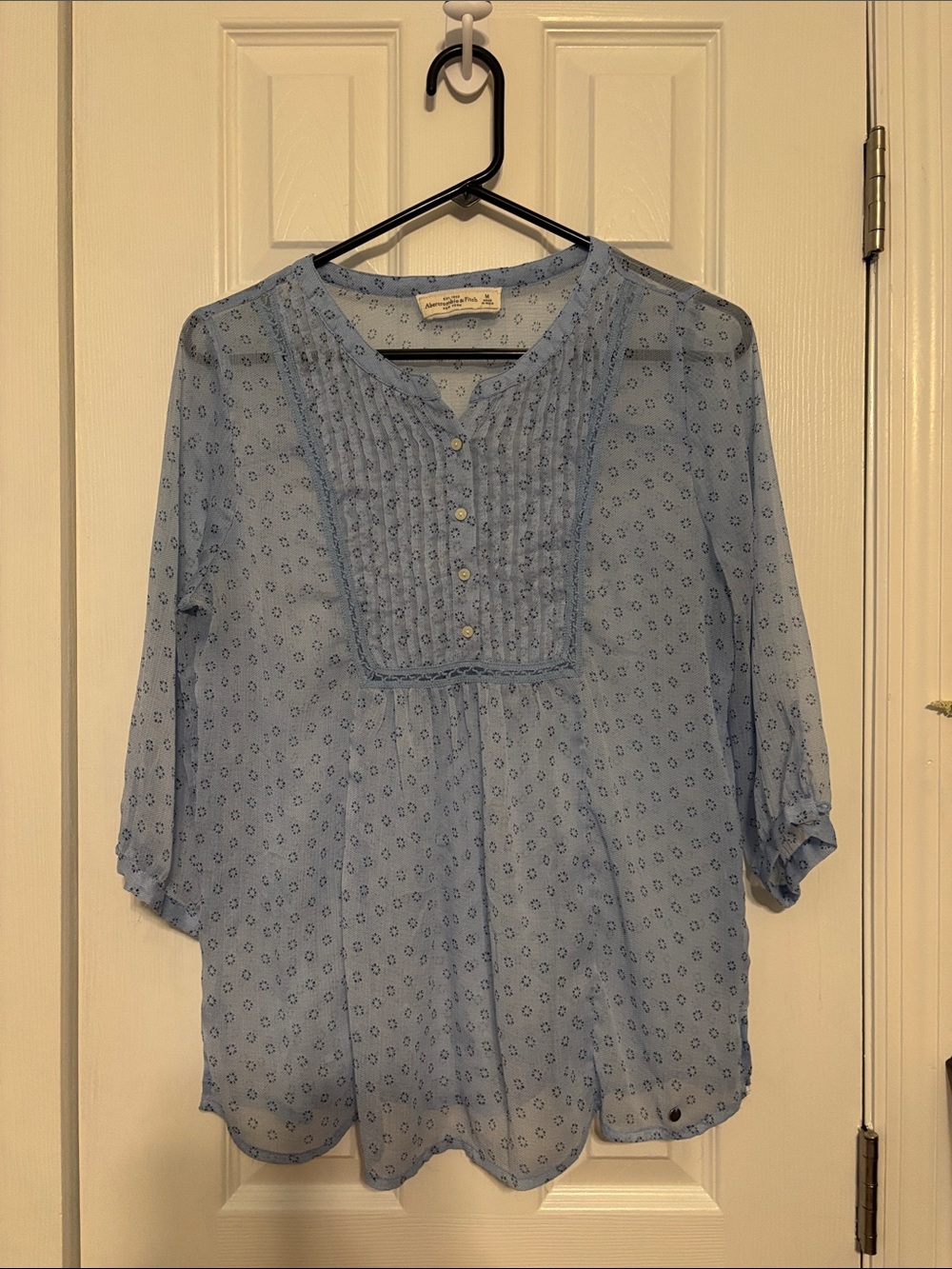 Abercrombie & Fitch Light Blue Pintuck Tunic